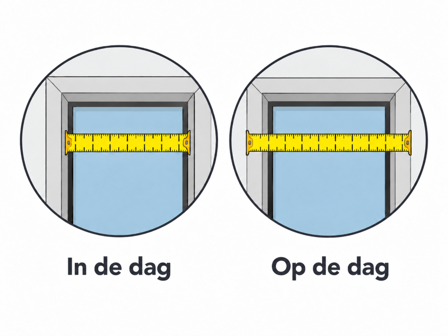 Raam opmeten voor een rolgordijn op maat, in de dag of op de dag